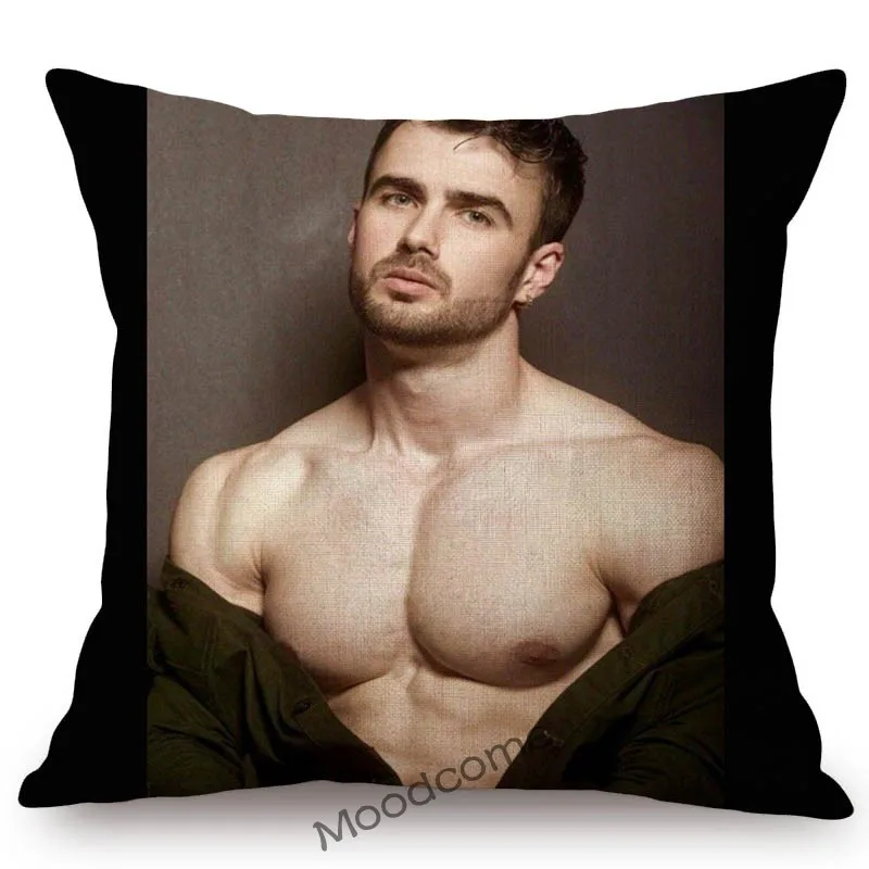 مثير رجل أسود الساخن جوك Muscled رياضة غي مثلي الجنس الفن عارية الذكور ديكور المنزل أريكة رمي كيس وسادة القطن غطاء الوسادة الكتان #2