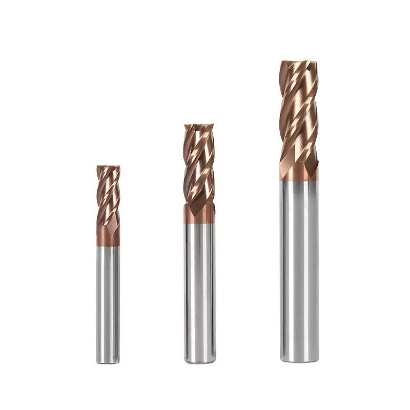 Fresa 4 millimetri 6 millimetri 8 millimetri 10mm 12mm 4 slot allungamento ad alta resistenza fresatura di acciaio al tungsteno fresa CNC in metallo duro rivestito in metallo end mill