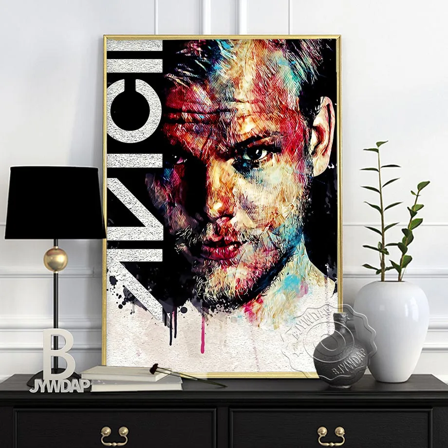 Avicii أسطورة DJ الموسيقى المغني ستار الحديثة مجردة المشارك يطبع اللوحة الفن قماش جدار صور لغرفة المعيشة ديكور غرفة نوم