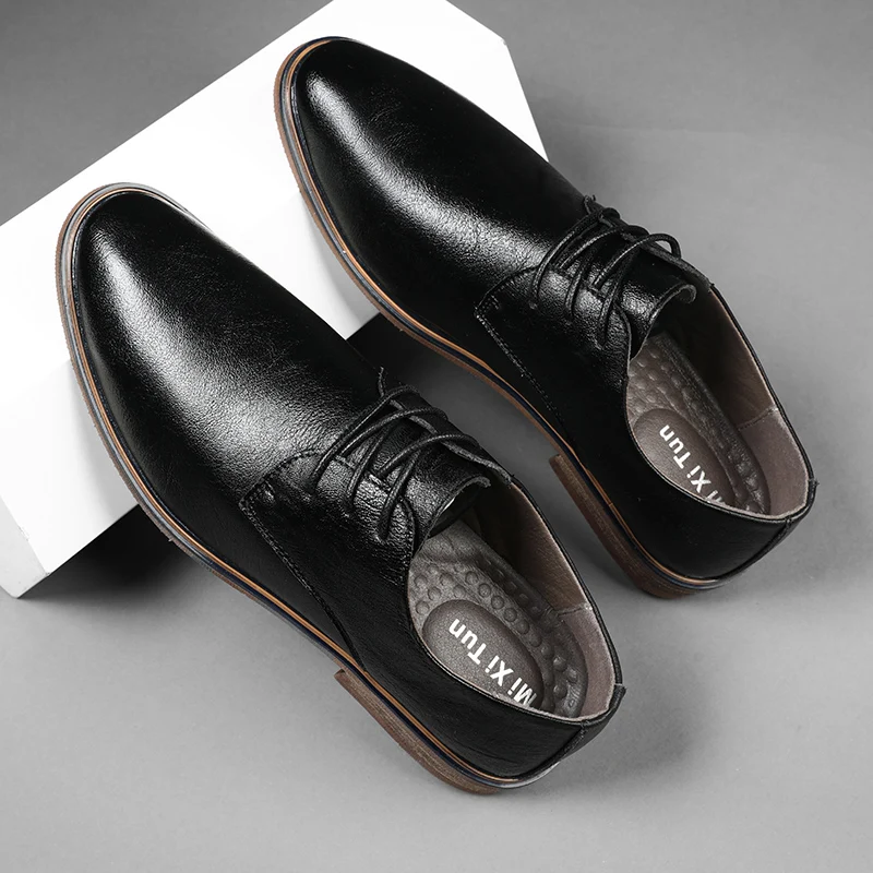 Zapatos De Hombre Oxford Genuine Leather Shoes 2020 Luxury Brand Dress Shoes Male Flats Loafers Black Loafers Men Formal Wedding image 3