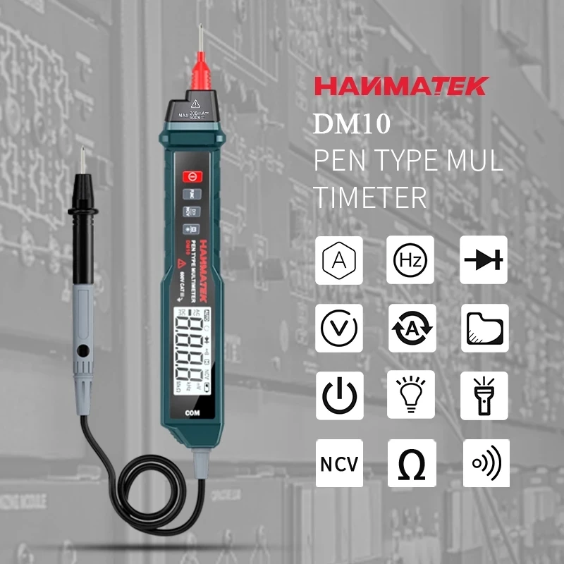 HANMATEK DM10 Pen Digital Multimeter non-contact ACV/DCV handheld electronic tester With LED Lighting