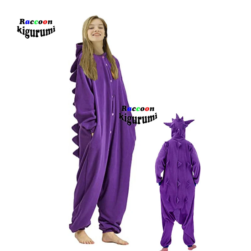 (100-200cm)Purple Onesie Couples Clothing Cartoon Homewear Woman Pajamas Male Animal Christmas Cosplay Romper Raccoon Kigurumi