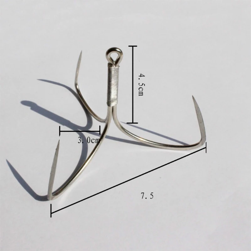 DYGYGYFZ 2Pcs Sharp Blade Anchor Hook Fishing Hooks High Carbon Steel Barbed Fishhooks Super Sharp Triple Hooks Sea Tackle