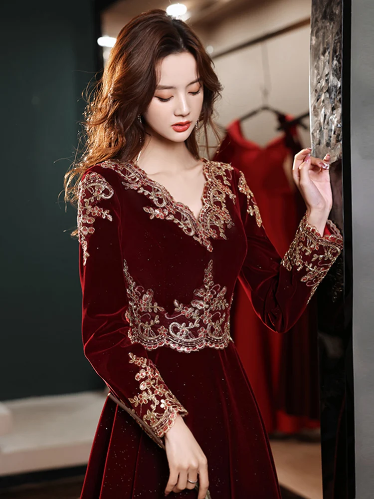 Customized party gowns evening dress long sleeve custom-made formal prom dresses