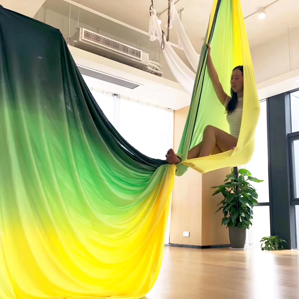 

14Yards 12.8M Ombre Aerial Silk High Quality Gradational Colors Aerial Yoga Anti-Gravity for Yoga Training