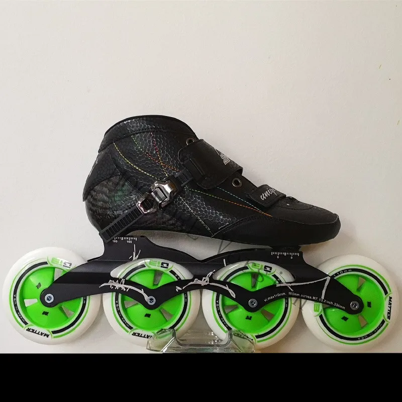 2 Layers Carbon Fiber Inline Speed Skates Boots with CNC Skating Base F1 MATTER Gi3 Roller Wheel 90mm 100mm 110mm Tyre Sneaker 