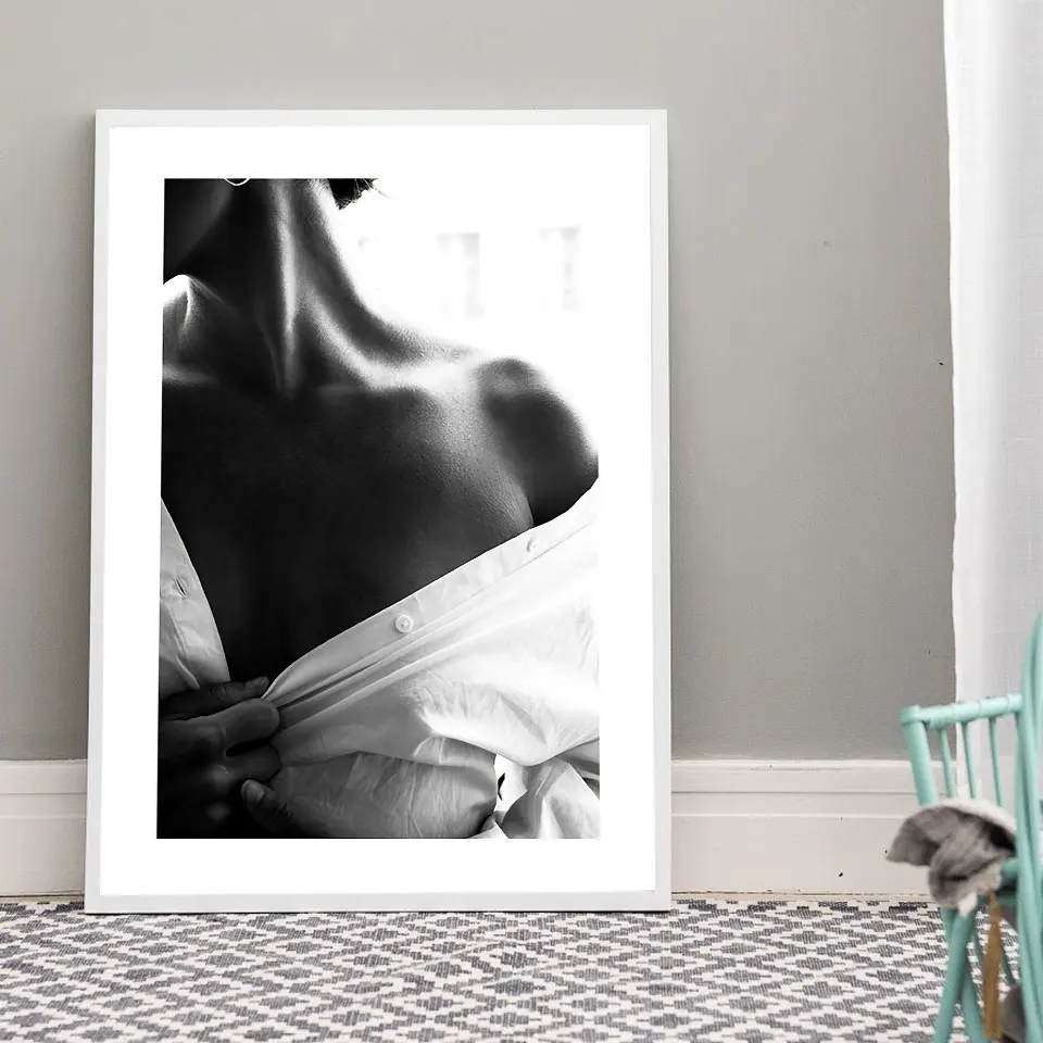 Female Shoulder Posters Prints Fashion Poster Nordic Wall Art Black White Canvas Painting Modern Wall Pictures For Living Room