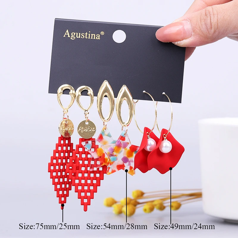 BOSI red set earrings fashion jewelry sets long earrings for women geometric drop earrings set 2020 acrylic boho earring cute cc