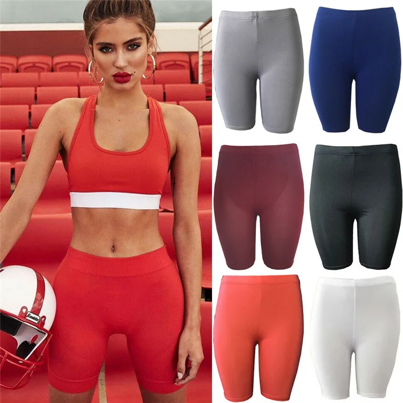 Womens Fitness Half High Waist Quick Dry Skinny Bike Shorts 2023 New Tight Short Black Red Gray Slim Korean Sport Shorts hirigin