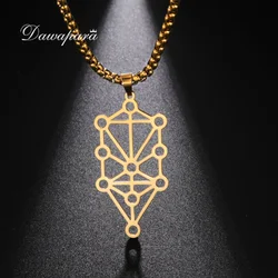 Dawapara Sephirot Kabbalah Tree of Life Amulet Stainless Steel Pendant Necklace Astrology Necklace Men Jewelry Talisman
