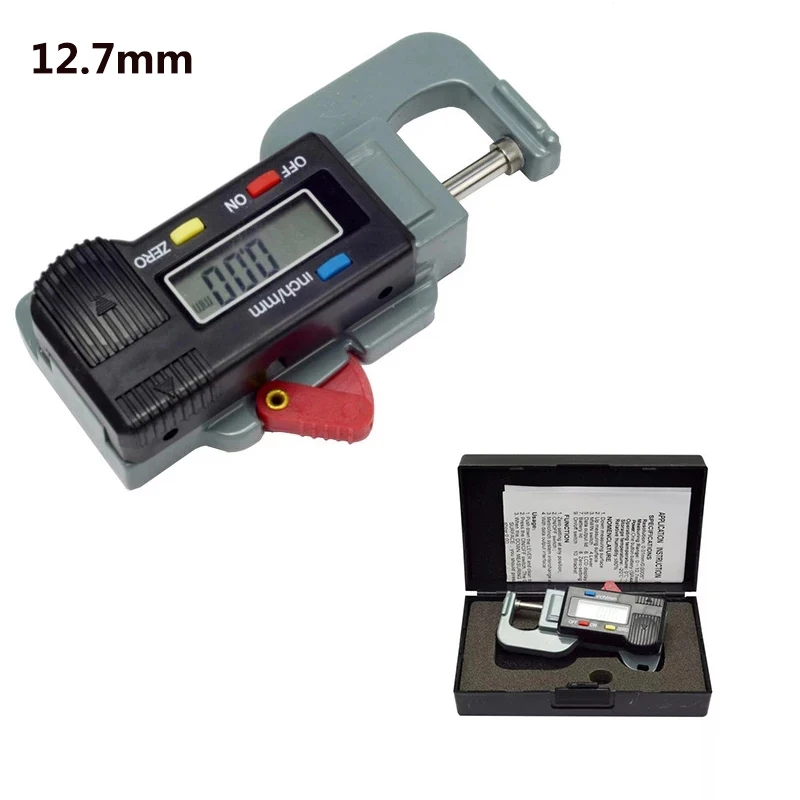 Portable Precise Digital Thickness Gauge Meter Metal Tester Micrometer 0 to 12.7mm Caliper Meter Width Measure Tools