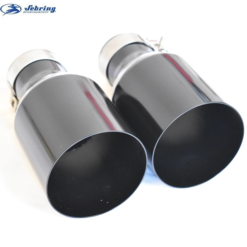 1PC IN 2.5 inch OD 3.5 inch Universal Glossy stainless steel black tail throat Large Diameter car modified muffler tail pipe