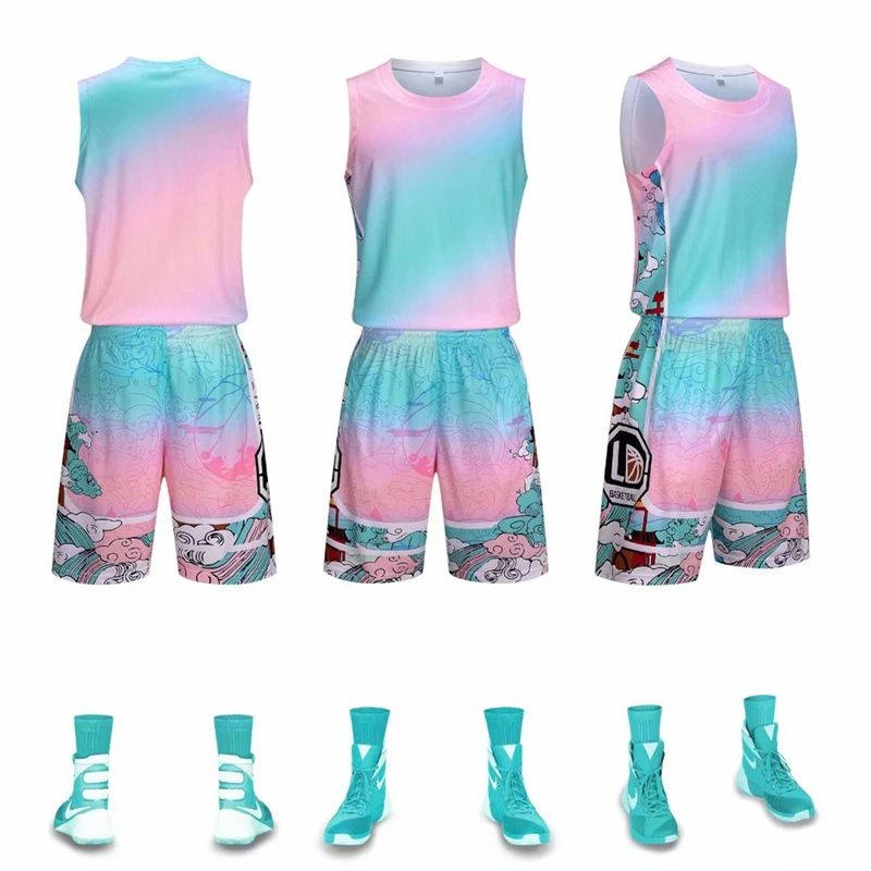 New Arrival mężczyźni koszulka koszykarska zestaw ubrania sportowe szybkoschnące damskie koszulki koszykarskie zestawy treningowe