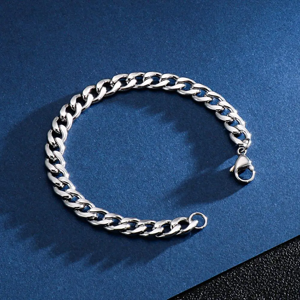 3/4/5/6/8/9/11mm Stainless Steel Classic Cuban Curb Chain Bracelet Men Male Cool High Quality Never Fade image 5