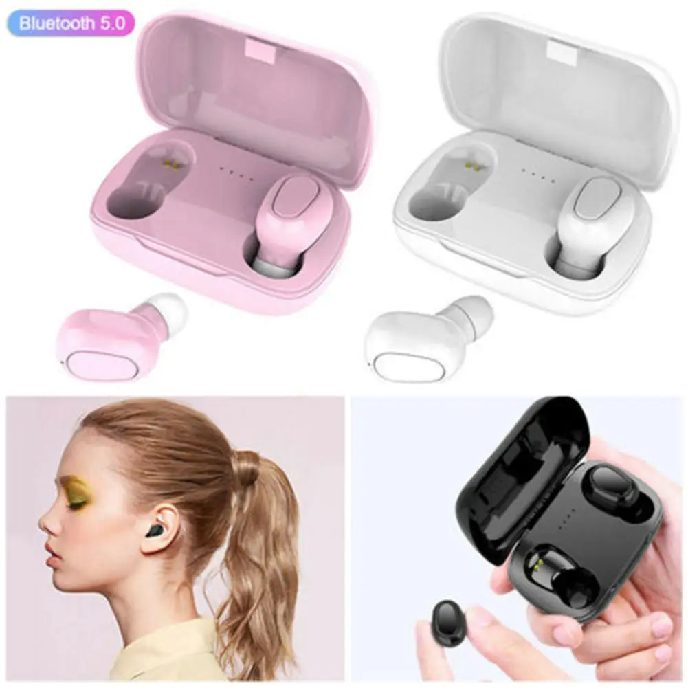 Wireless Headset Dual Earbuds Music Sport Earphones 9D Sound w/ Charging Box for Samsung iPhone Android Phones