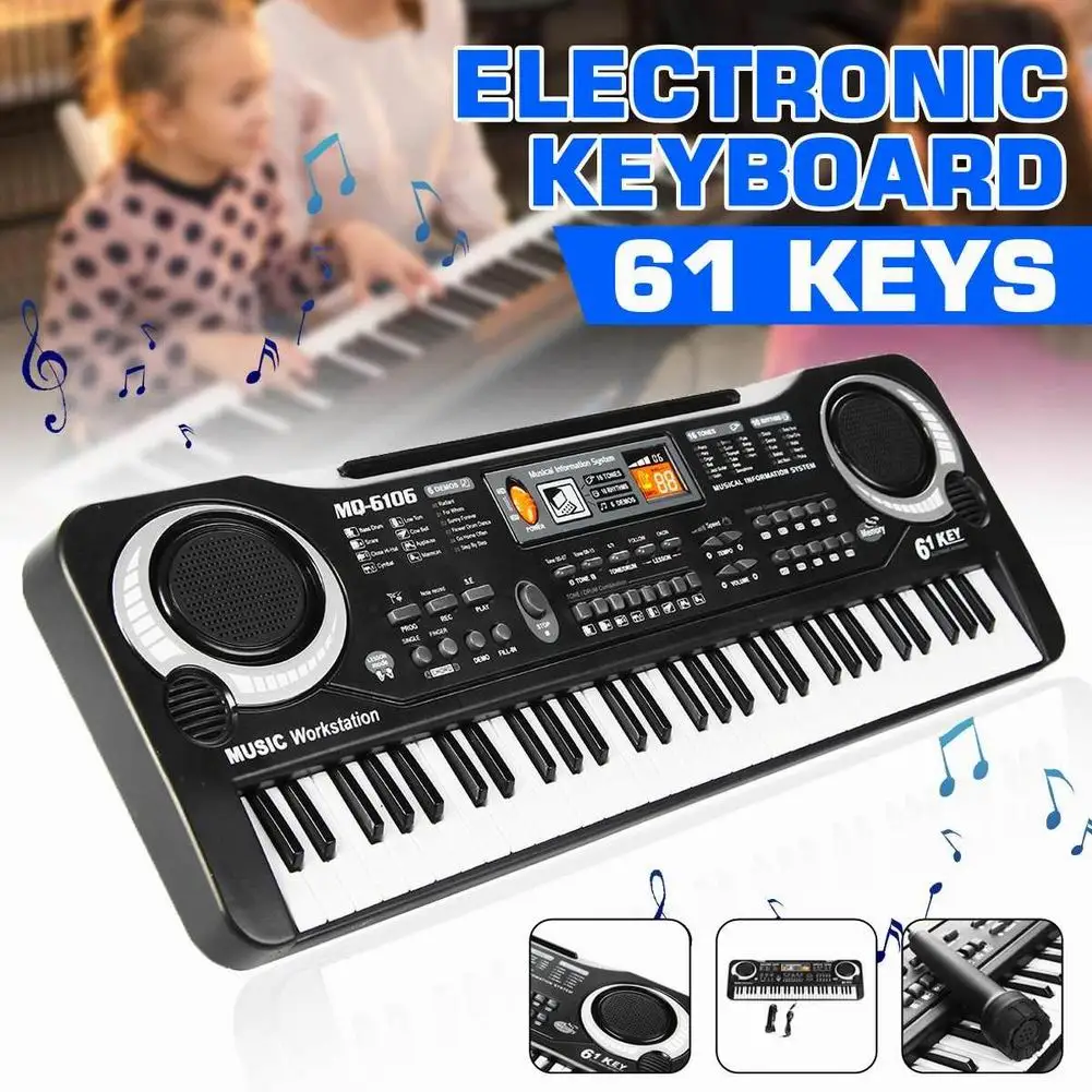 

61 Keys Piano Instrument Toys for Kids Electronic Keyboard Led Music Toy with Microphone Sound Manker Toys for Children Gift