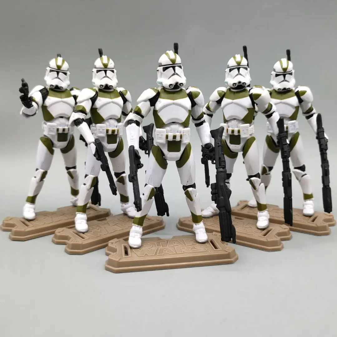 Lot of 5 Star Wars Republic 442ND Battallion Green White Clone Trooper 3.75