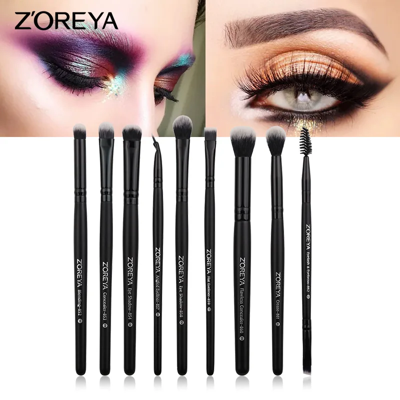 ZOREYA Manufacturers Hot Selling 9 Artificial Fiber Makeup Brush Set Eyeshadow Brush Set Beauty Tool Cosmetic Gift for Women