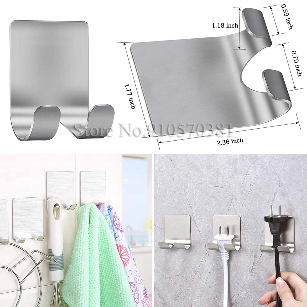 

Stainless Steel Razor Holder, Shaver Hook Hanger, Self Adhesive, Heavy Duty, Utility Storage, Shower, 2 Pcs, 9Pcs