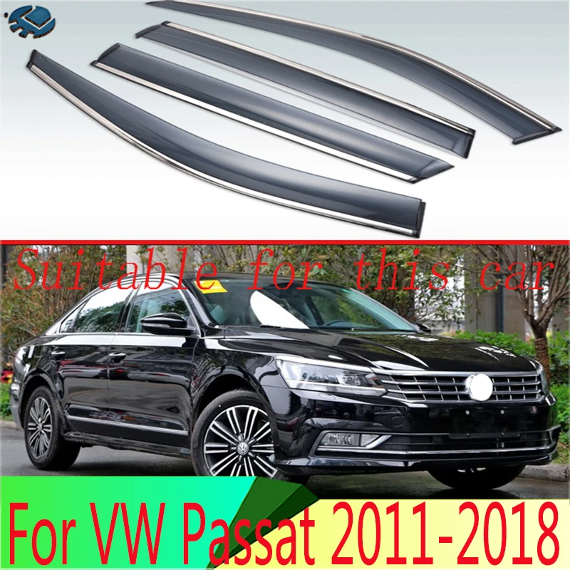 

For VW Passat 2011-2018 Plastic Exterior Visor Vent Shades Window Sun Rain Guard Deflector 4pcs