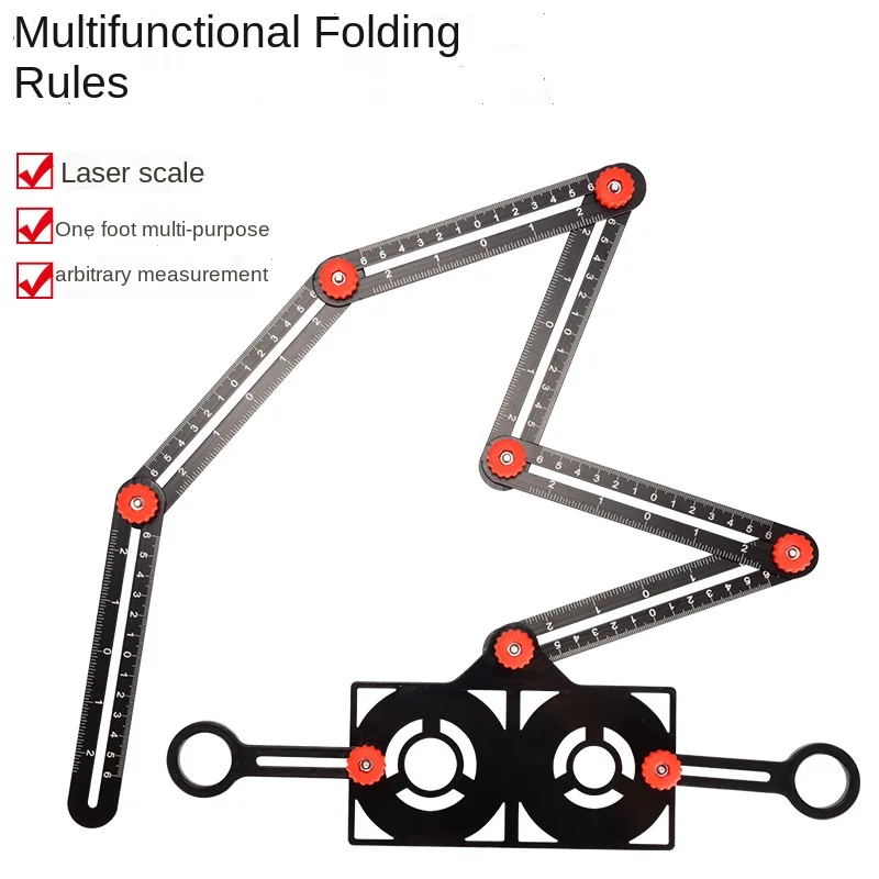 6-sides Hole Locator Angle Finder Fold Puncher ToolsMulti Angle Measuring Ruler for Floor Tile Laying Glass Woodworking Plastic