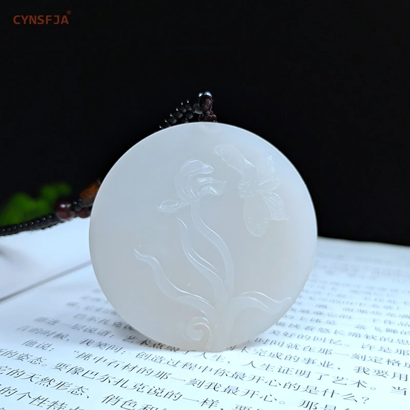 CYNSFJA New Real Certified Natural Hetian Nephrite Unisex Lucky Amulet Wealth Jade Pendant Hand Carved High Quality Elegant Gift