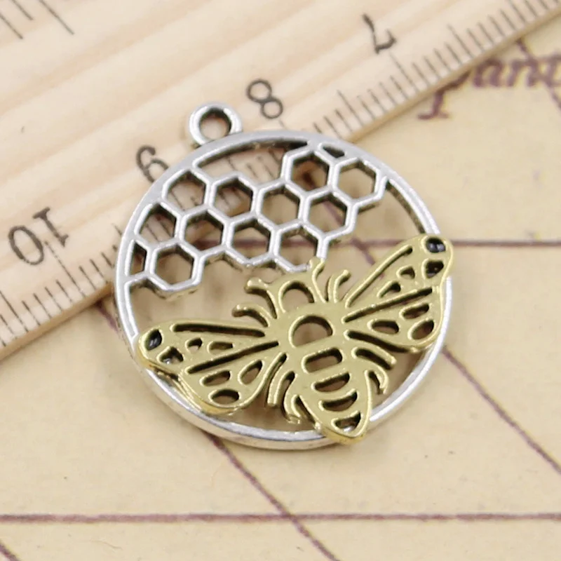 10 pièces breloques or abeille nid d'abeille abeille 29x25mm tibétain argent couleur pendentifs Antique fabrication de bijoux bricolage artisanat à la main