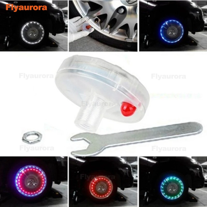 Solar Energy Wheel Light Decorative Flashing Colorful LED Tire Light Gas Nozzle Cap Motion Sensors for Car motorcycles Bike Bicy