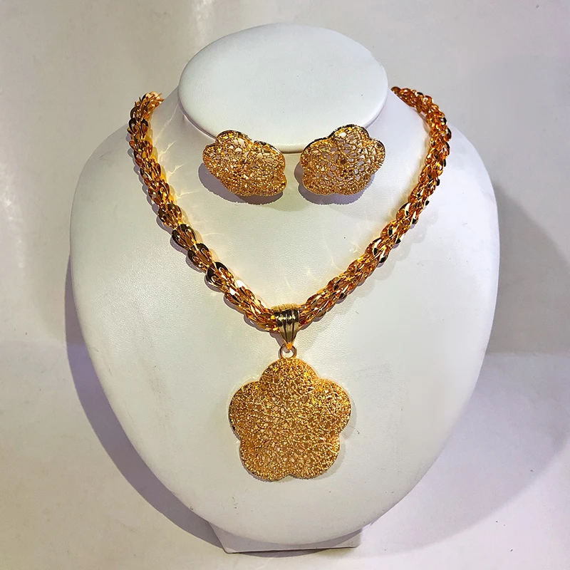 Ethiopian Gold Color Wedding  Jewelry Set For Women Girl  With Ethiopian Handmade Chain earing  Jewelry Sets Eritrea Items
