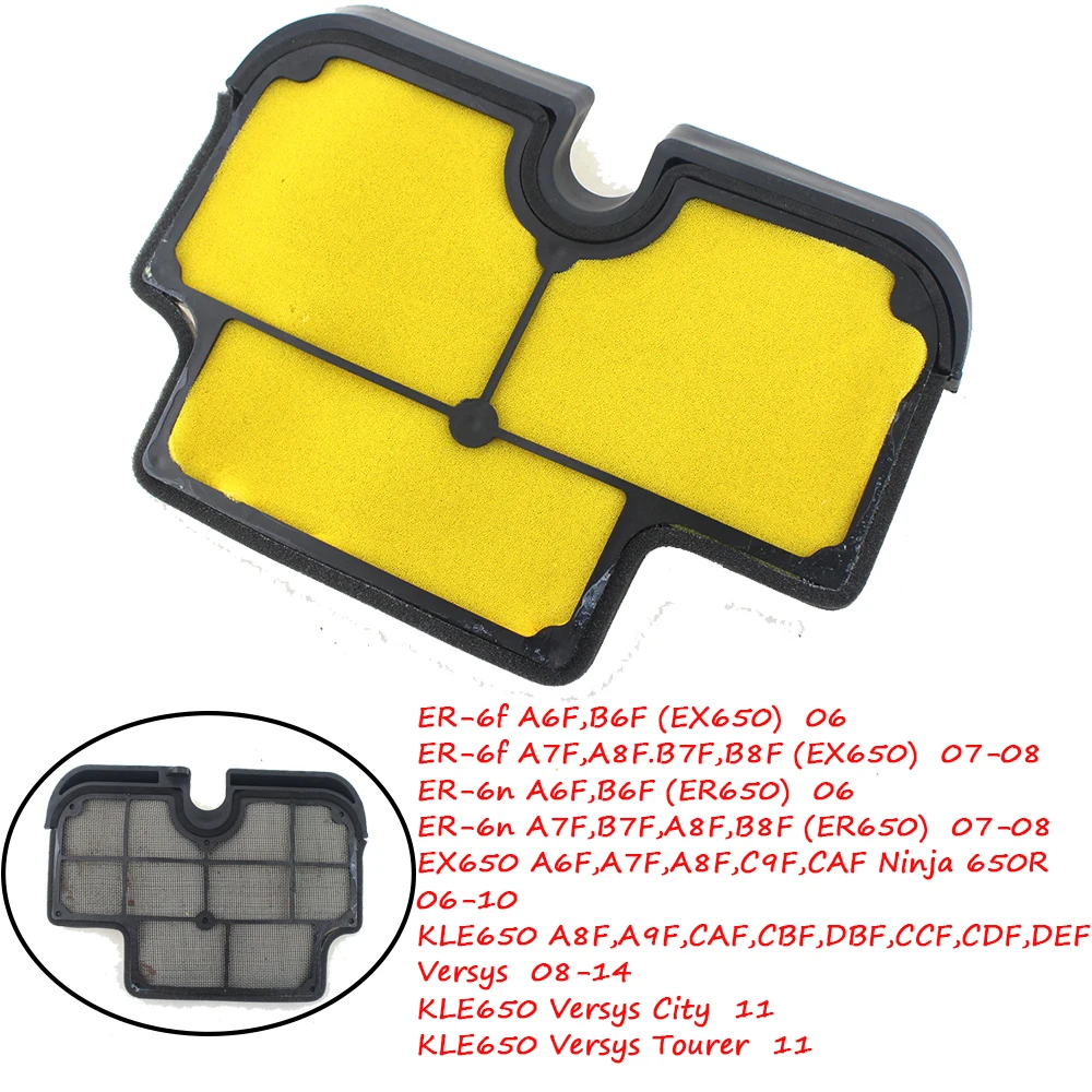 

Motorcycle Air Intake Filter Cleaner Element Motorbike Air Filter For Kawasaki EX650 ER-6F ER6N Ninja650R 06-10 KLE650 08-14