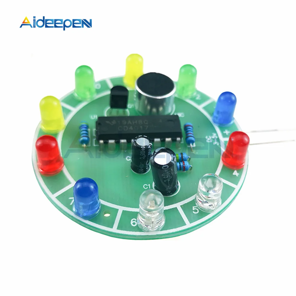 CD4017 Colorful Voice Control Rotating LED Light Kit Electronic Manufacturing Diy Kit Spare Parts Student Laboratory PCB Board