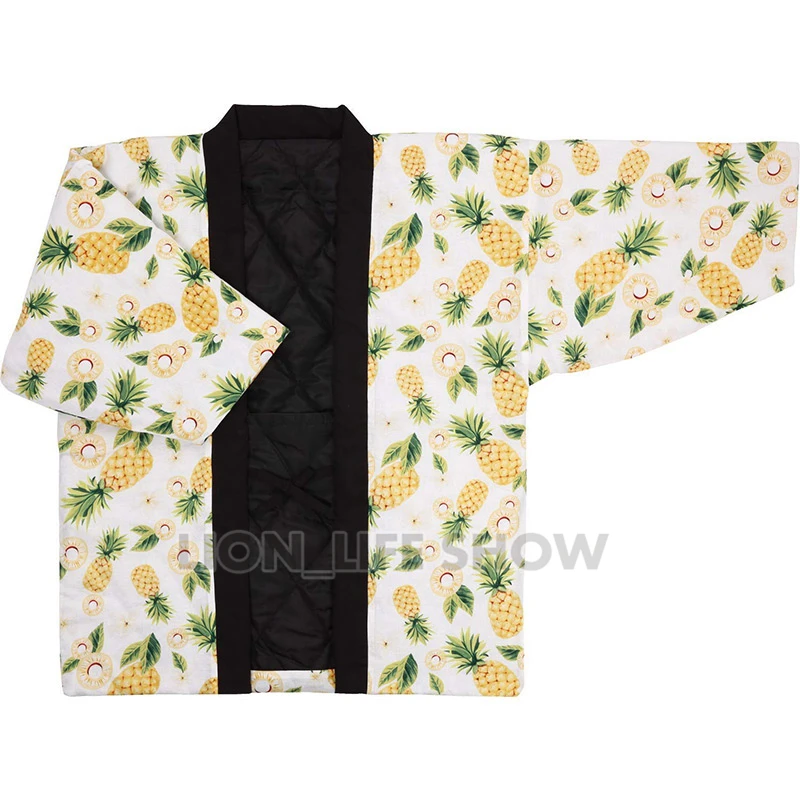 Japoński mężczyzna kobiet Hanten zimowy ciepły watowany bawełniany Kimono Haori płaszcz Outterwear Unisex