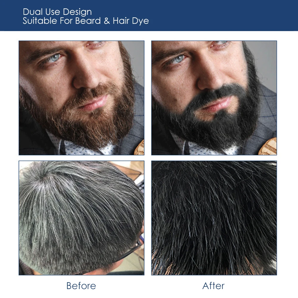 200ML Permanent Beard Dye Shampoo Organic Fast Hair Essence Dye Care Botanical Cream Hair Black Men Dye Beard Dye Hair images - 6