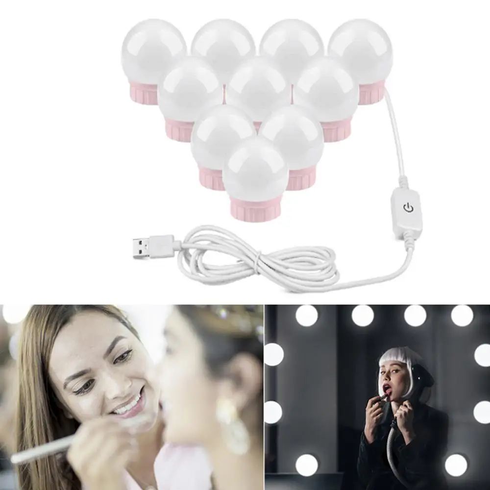 Led pink mirror light 6  10/14 heads USB mirror light Hollywood style dressing table 5V  LED vanity mirror lamp Girl's lamp