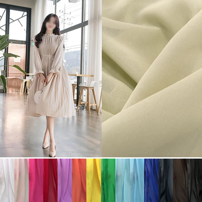 Size 1*1.5 Meter Width  Chiffon Fabric Soft Fabric Dress fabric Blouse Skite Wedding Fabric DIY 1 Meter/Lot