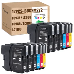 Pour Brother LC980 Cartouche D'encre LC1100 Encre LC975 LC990 DCP-145C DCP-165C DCP-395CN DCP-585CW DCP-6690CW MFC-250C MFC-J615W