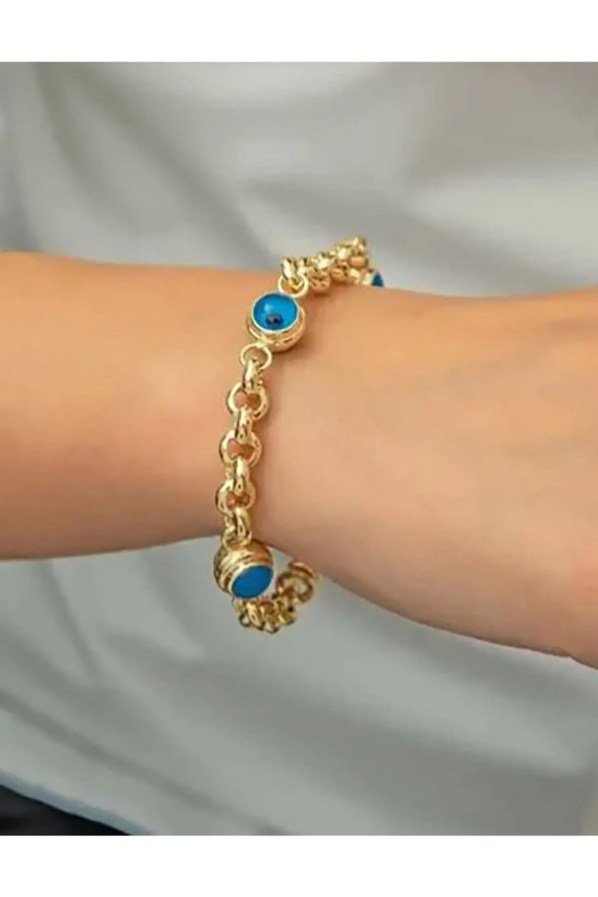 Gold Plated Evil Eye Beaded Bracelet