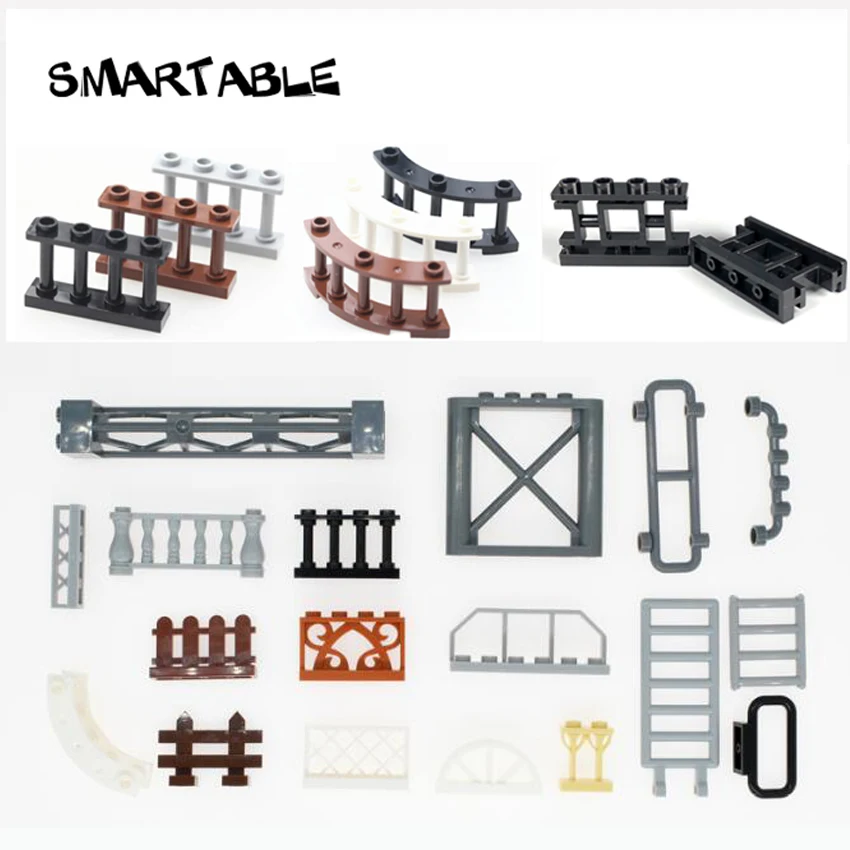 Smartable Fence Wall Bar Ladder Window Building Block MOC Construction Parts Toys For Kids Compatible 3185 6187 30134 City Toy