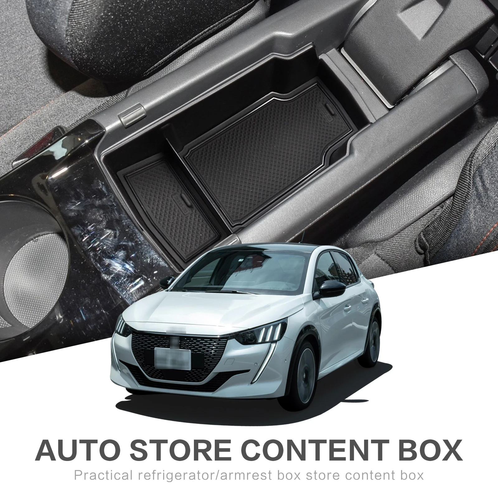 for Peugeot 208 2019-2024 GT e208 Armrest Box Storage Organizer Accessories Center Console Tray