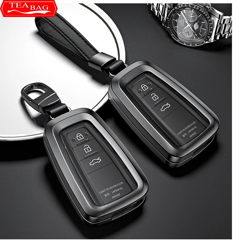 For Toyota Highlander XU70 Refit 2020-2022 Car Aluminum Alloy Key Cover Protective Shell Case Buckle Car Styling Accessories