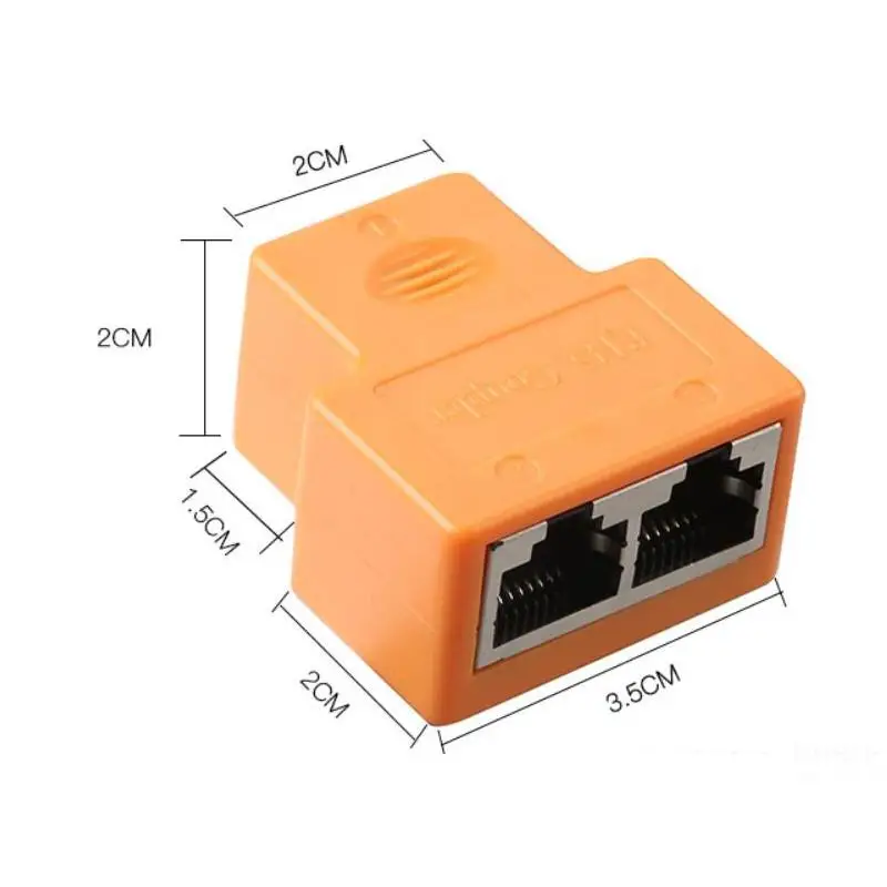 Adaptador de cabo ethernet, extensor e duplicador de cabo lan para conexão de cabo de internet, 1 entrada e 2 saídas, acoplador rj45, 2 peças