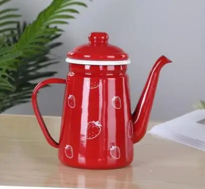 1.1L Enamel Coffee Pot Hand Tea Kettle Induction Cooker Gas Stove Universal