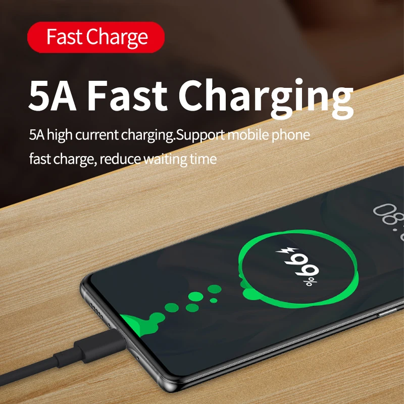 كابل بيانات من النوع c إلى النوع c 100W 5A ، شحن سريع ، USB c ، ذكر إلى ذكر ، للكمبيوتر اللوحي والقرص الصلب