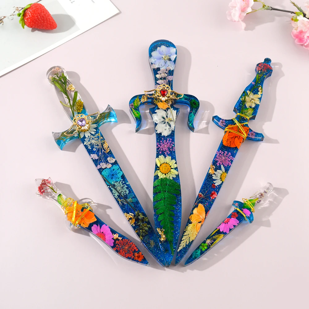 Sword Moules Resine Epoxi Self Defense Keychain Stampo Resina Manualidades Para Bisuteria Sword Silicone Molds For Resin Art
