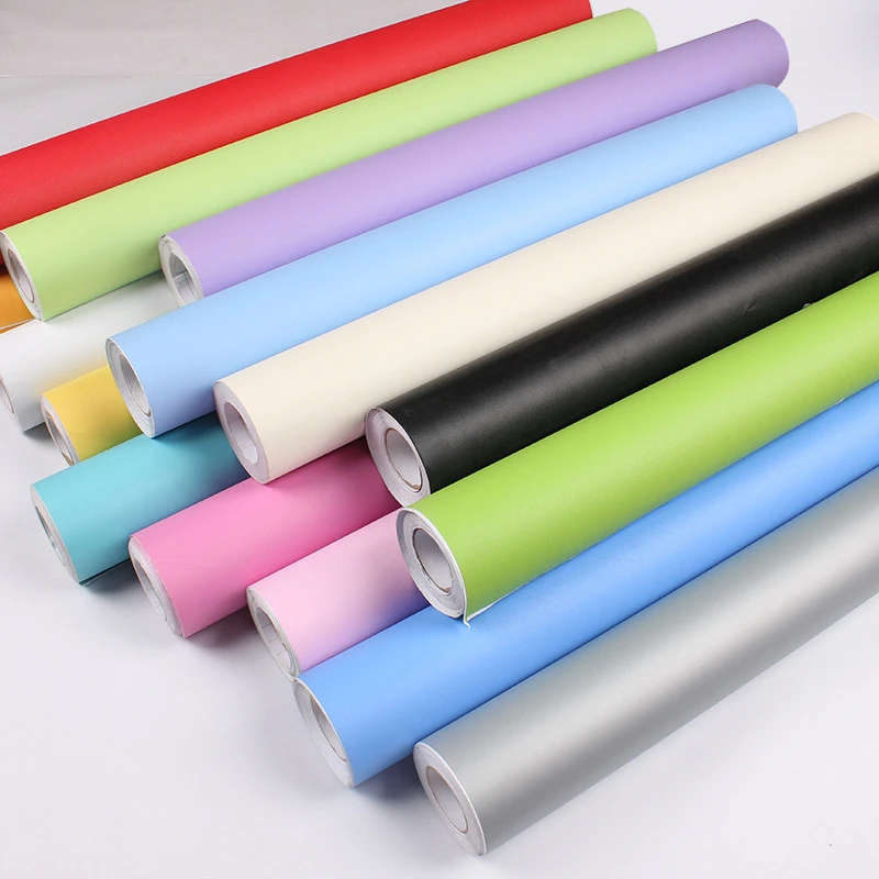 Self-adhesive Solid Color Wallpaper Rolls For Walls PVC Flame Retardant Living Room DIY Decoration Wall Sticker For Kids Rooms