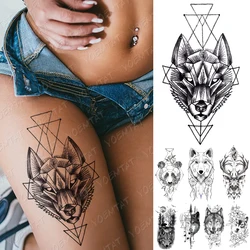 Lobo panda veados animal à prova dwaterproof água tatuagem temporária etiqueta henna flor flash arte do corpo falso tatoo moda sexy homem mulher braço