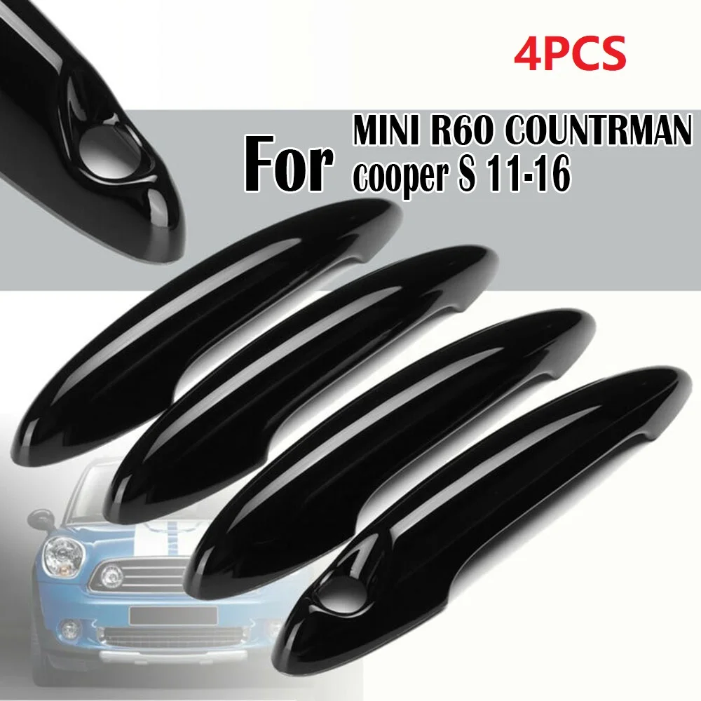 New 4PCS Gloss Black Door Handle Covers Trim For MINI R60 COUNTRYMAN Cooper S 11-16 Door Handle Cover Black