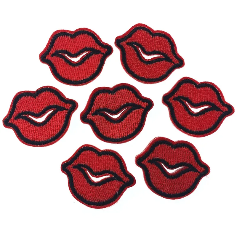 10pcs Cute mouth patch embroidery Iron On lip patches for clothing stickers fabric for sewing garments accessories 4.0 x 3.0cm