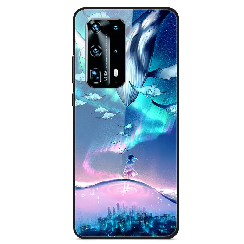 Cover For Huawei P40 Pro / P40Lite Case Luxury Tempered Glass Fundas for Huawei P40 Lite P 40 Bumper P40Pro Fashion Cool Coque