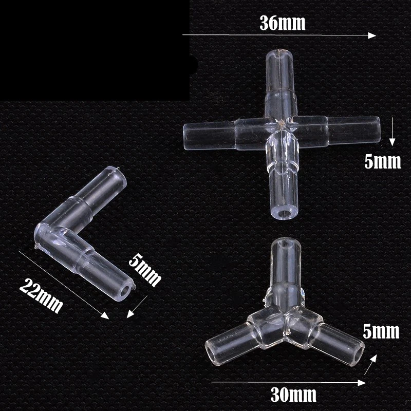 플라스틱 인라인 밸브 호스 조인트, 수족관 항공 튜브 커넥터, 티, 크로스, 엘보, Y형 공기 펌프 액세서리, 4mm, 10 개